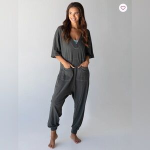 Charcoal V-Neck Jumpsuit, size M